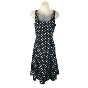 Women's Lauren Ralph Lauren Navy Blue/White Polka Dot Fit & Flare Dress. Size 10